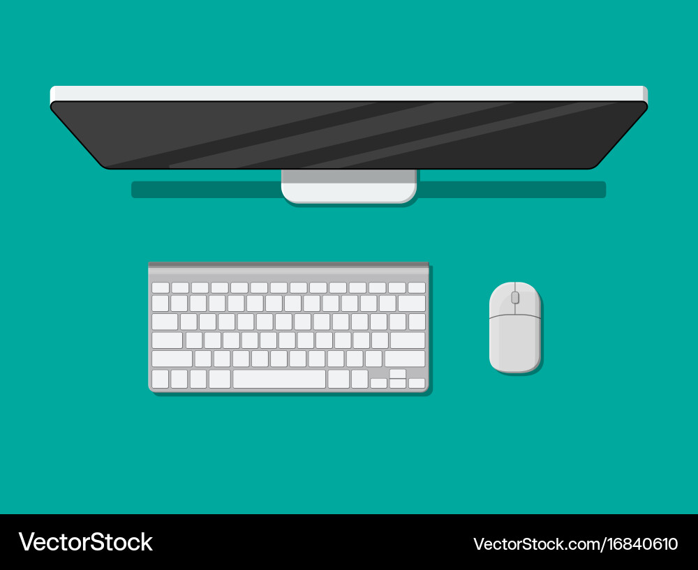 Desktop Computer with Keyboard vector image