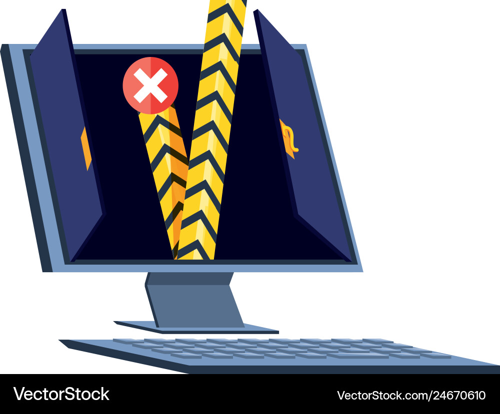 Desktop computer with virus attack vector image