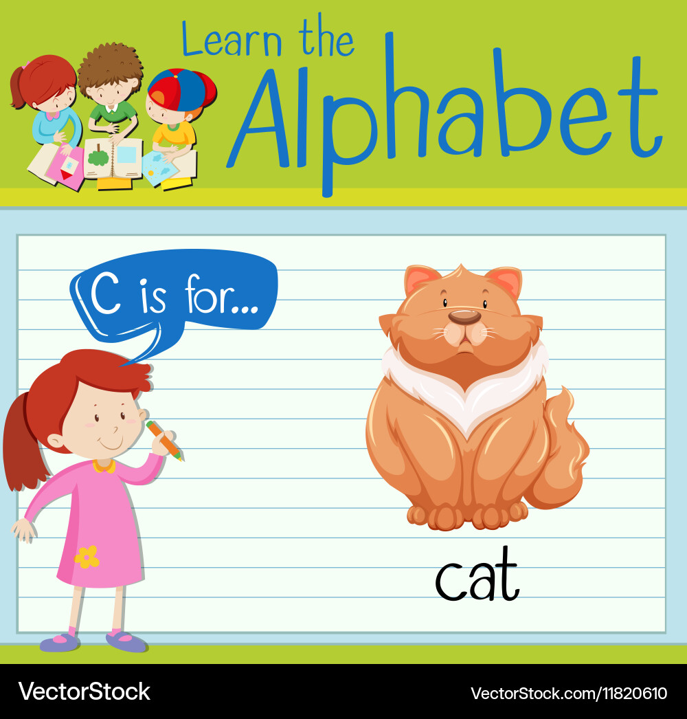 Flashcard alphabet c is for cat vector image