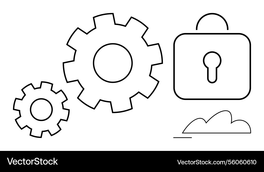Gears and padlock representing data security Gears and padlock representing data security vector image