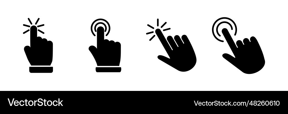Hand click icon clicking finger pointer Hand click icon clicking finger pointer vector image