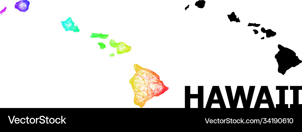 Hatched map hawaii state with spectrum gradient Hatched map hawaii state with spectrum gradient Vector Image