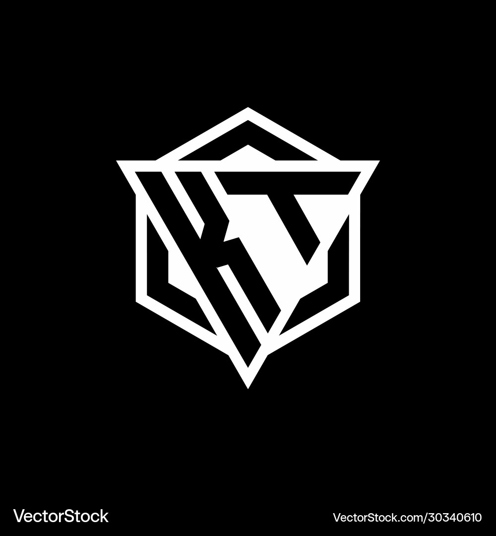 Kt logo monogram with triangle and hexagon shape Vector Image