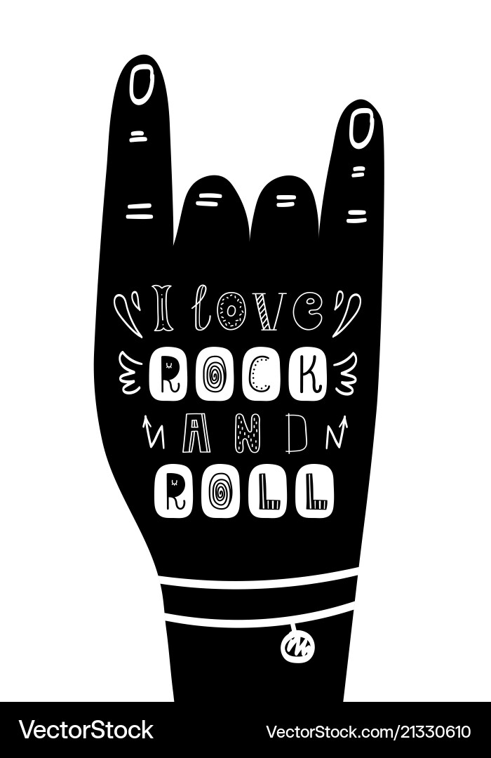 Lettering children poster i love rock and roll Vector Image