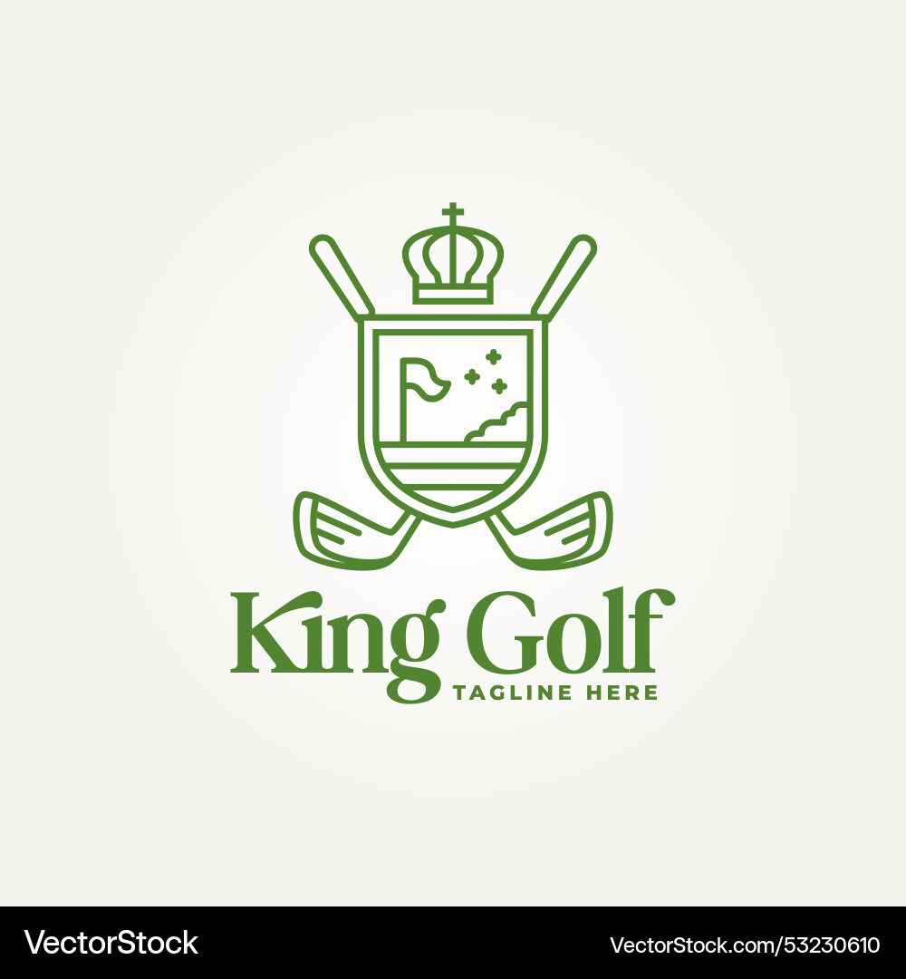 Minimalist Golf Badge with Crown vector image