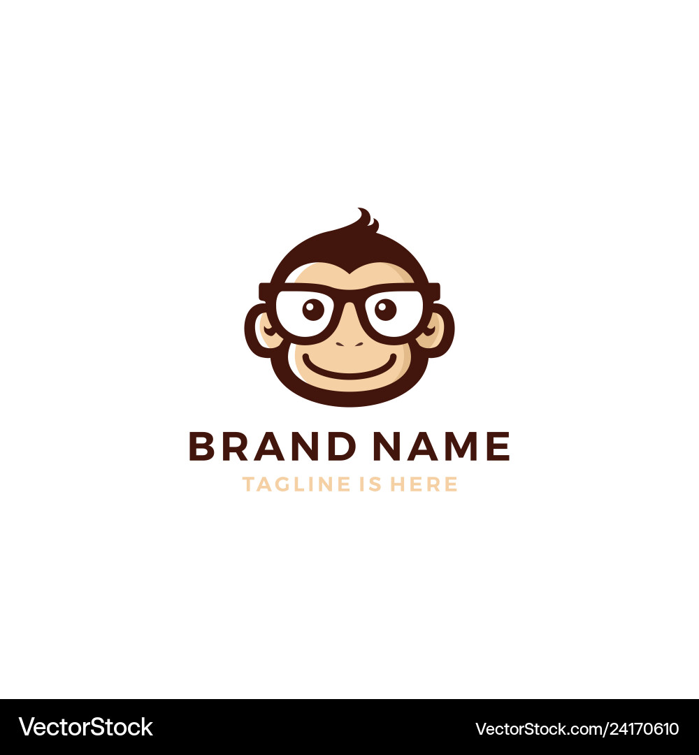 Monkey chimp geek smart charm mascot character Vector Image
