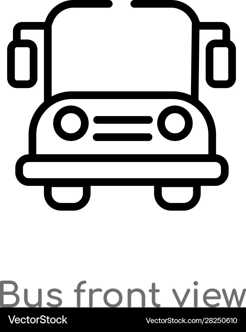 Outline bus front view icon isolated black simple vector image