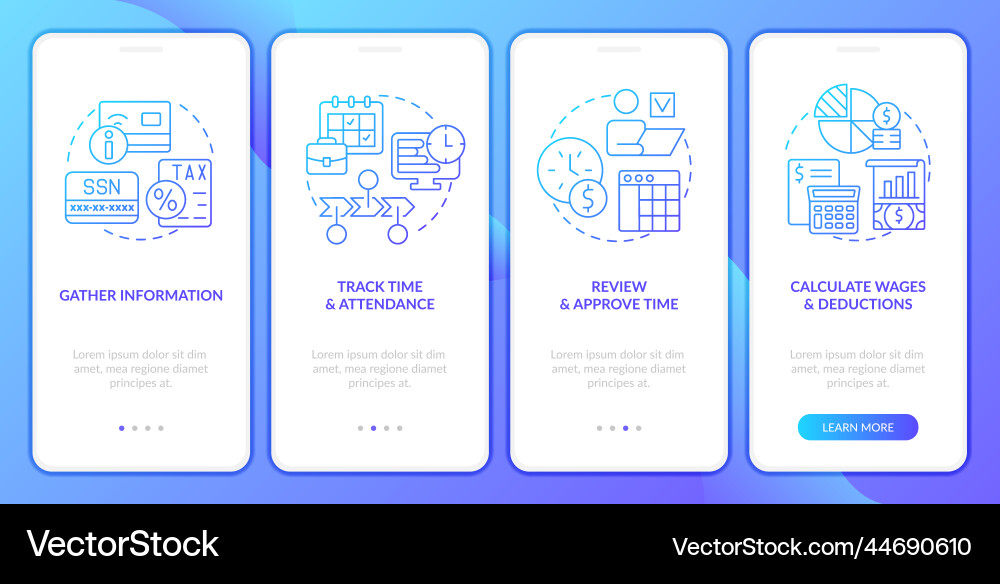Payroll processing stages blue gradient Payroll processing stages blue gradient vector image