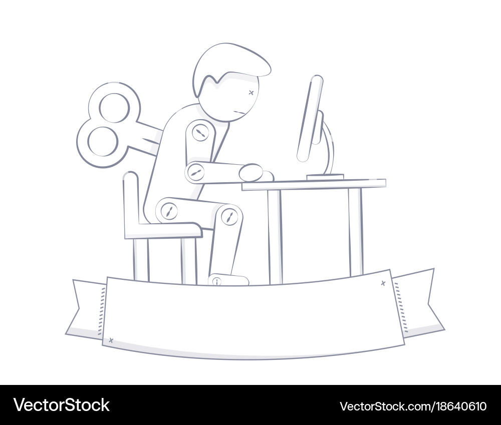 Puppet at the computer vector image