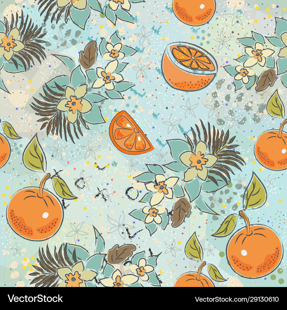Seamless pattern with oranges and bananas Seamless pattern with oranges and bananas vector image