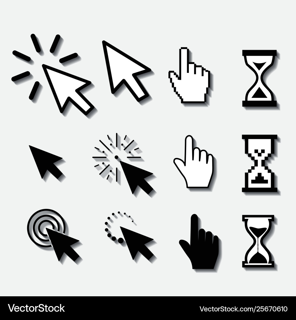 Set flat modern cursor icons Set flat modern cursor icons vector image