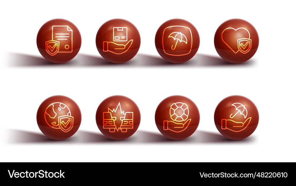 Set line contract with shield world globe Vector Image
