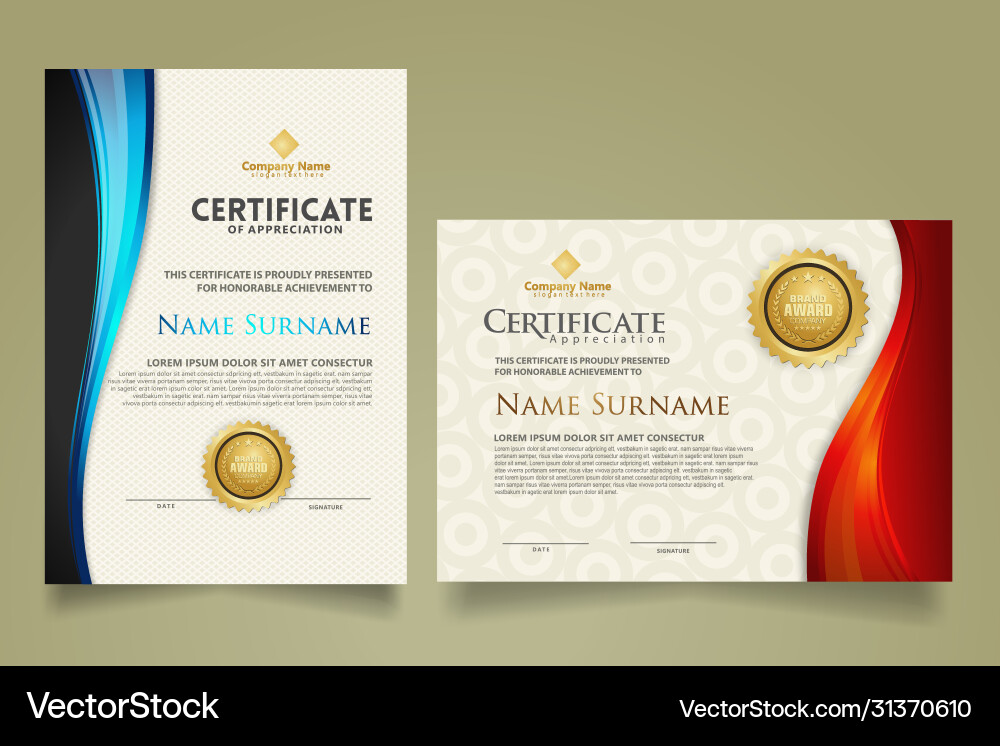 Set modern certificate template with flow lines Set modern certificate template with flow lines vector image