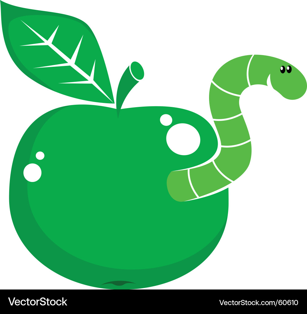 Stylized Apple with Worm Vector Image