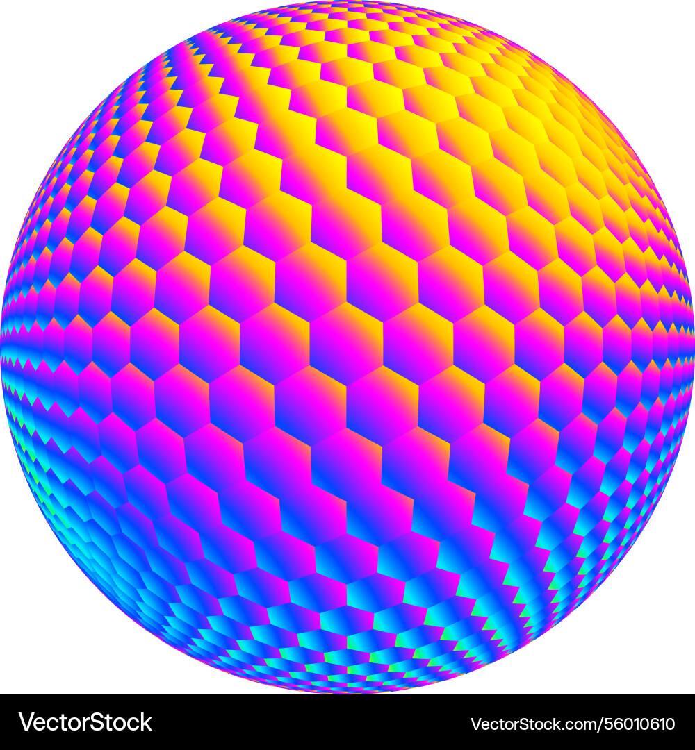 Vibrant hexagonal sphere with gradient colors Vibrant hexagonal sphere with gradient colors vector image
