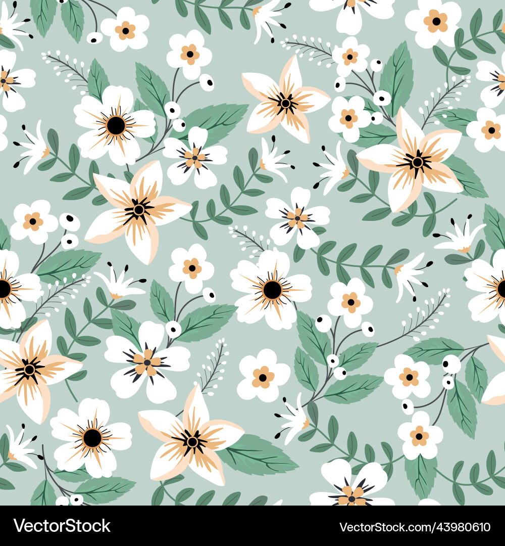 White Floral Leaf Pattern Royalty Free Vector Image