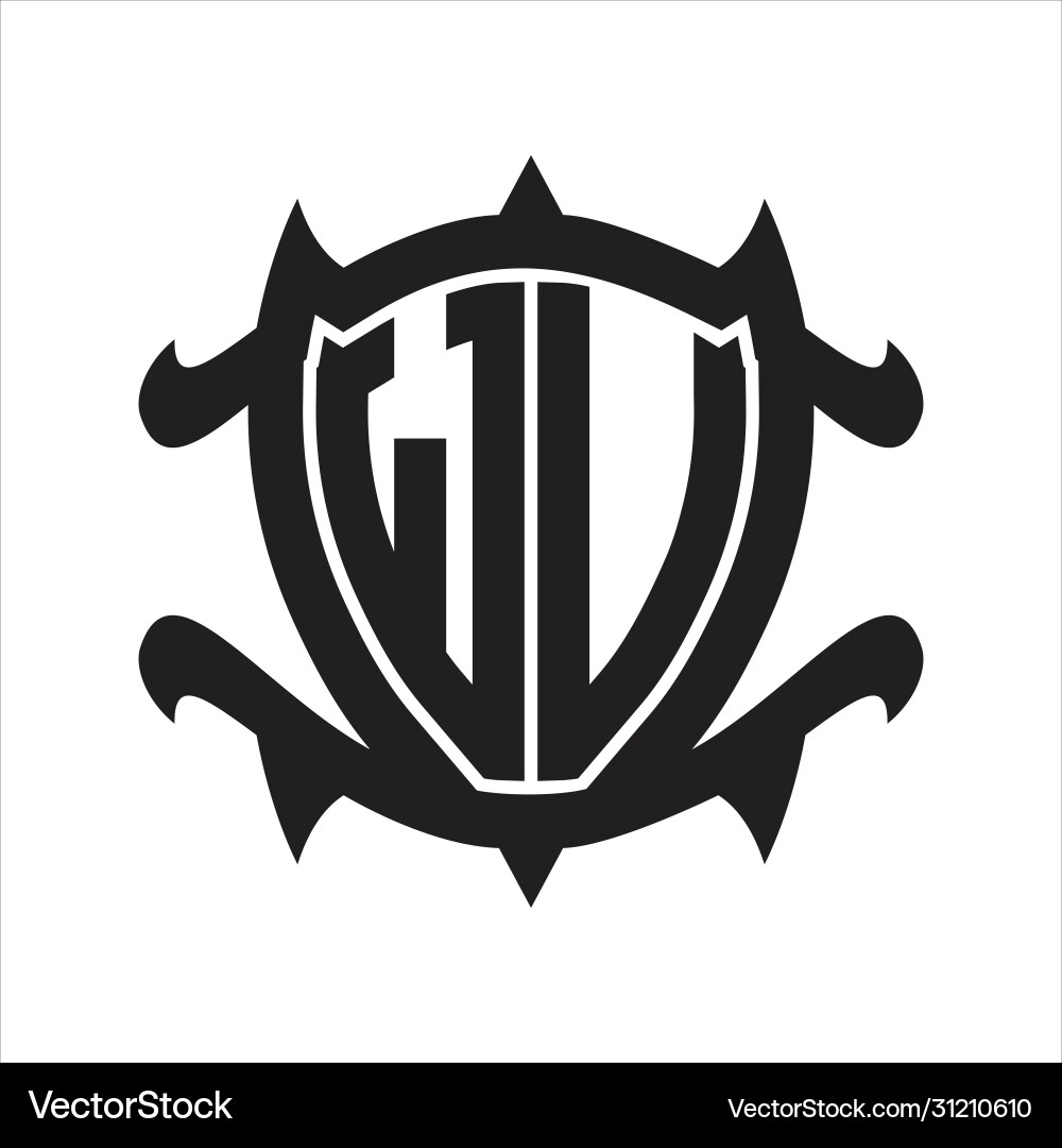 Wu logo monogram isolated with frame shield shape Wu logo monogram isolated with frame shield shape vector image