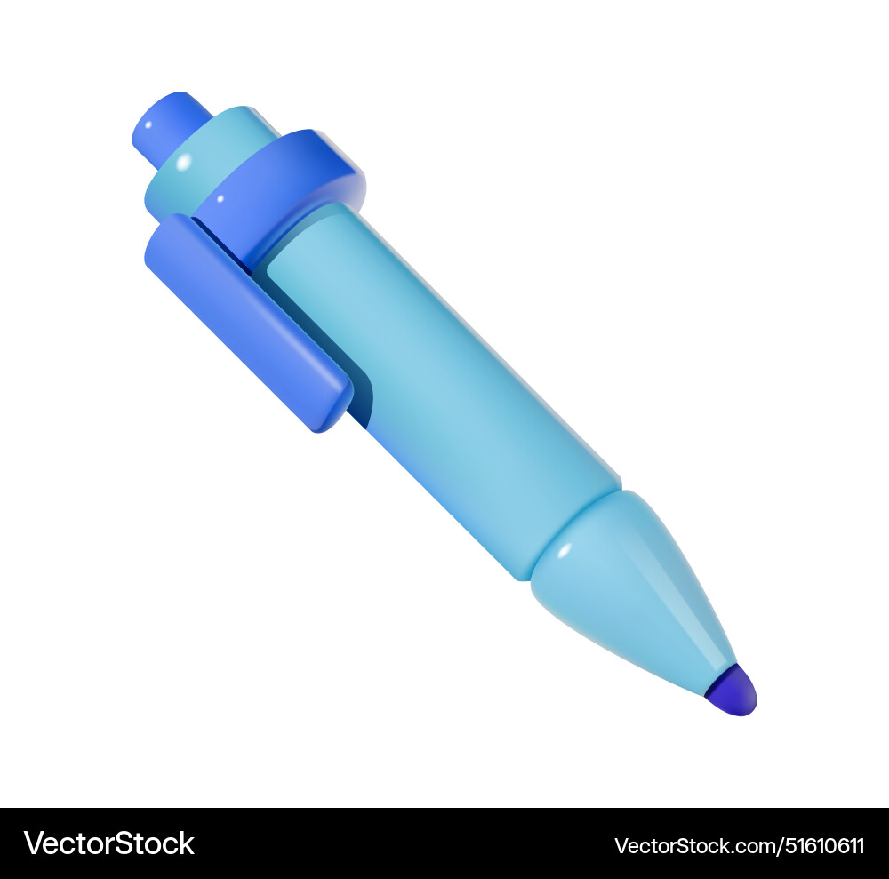 3d blue ballpoint pen Royalty Free Vector Image