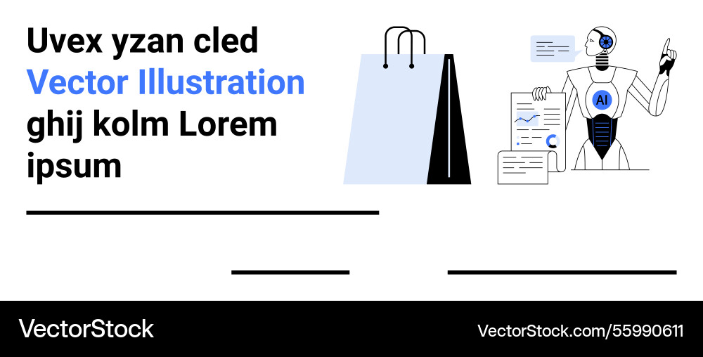 Ai robot analyzing reports with chart and shopping Ai robot analyzing reports with chart and shopping vector image