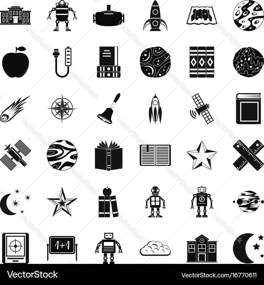 Astronomy book icons set simple style Vector Image