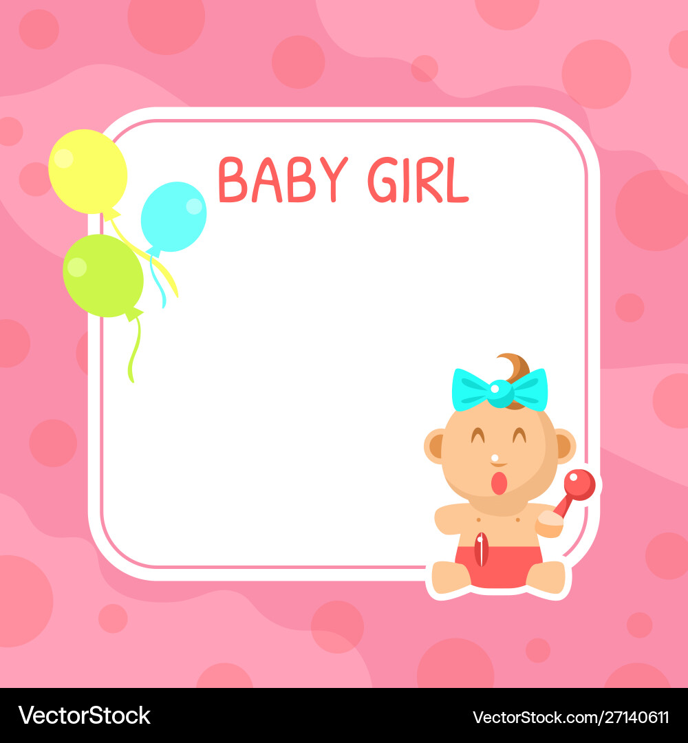 Baby girl shower invitation template cute Baby girl shower invitation template cute vector image
