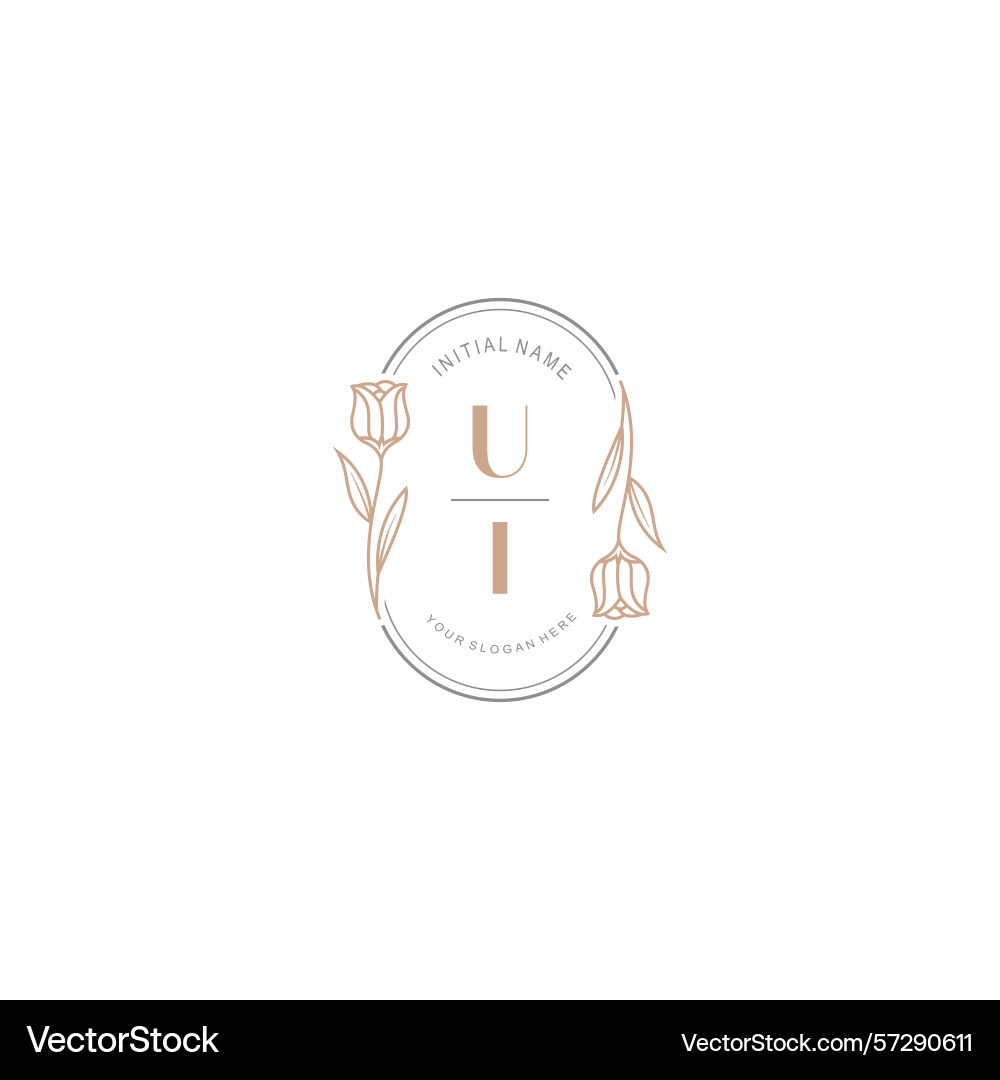 Botanical monogram logos with initial ui Vector Image
