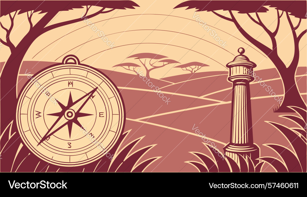 Coastal compass navigation device by a rustic Vector Image