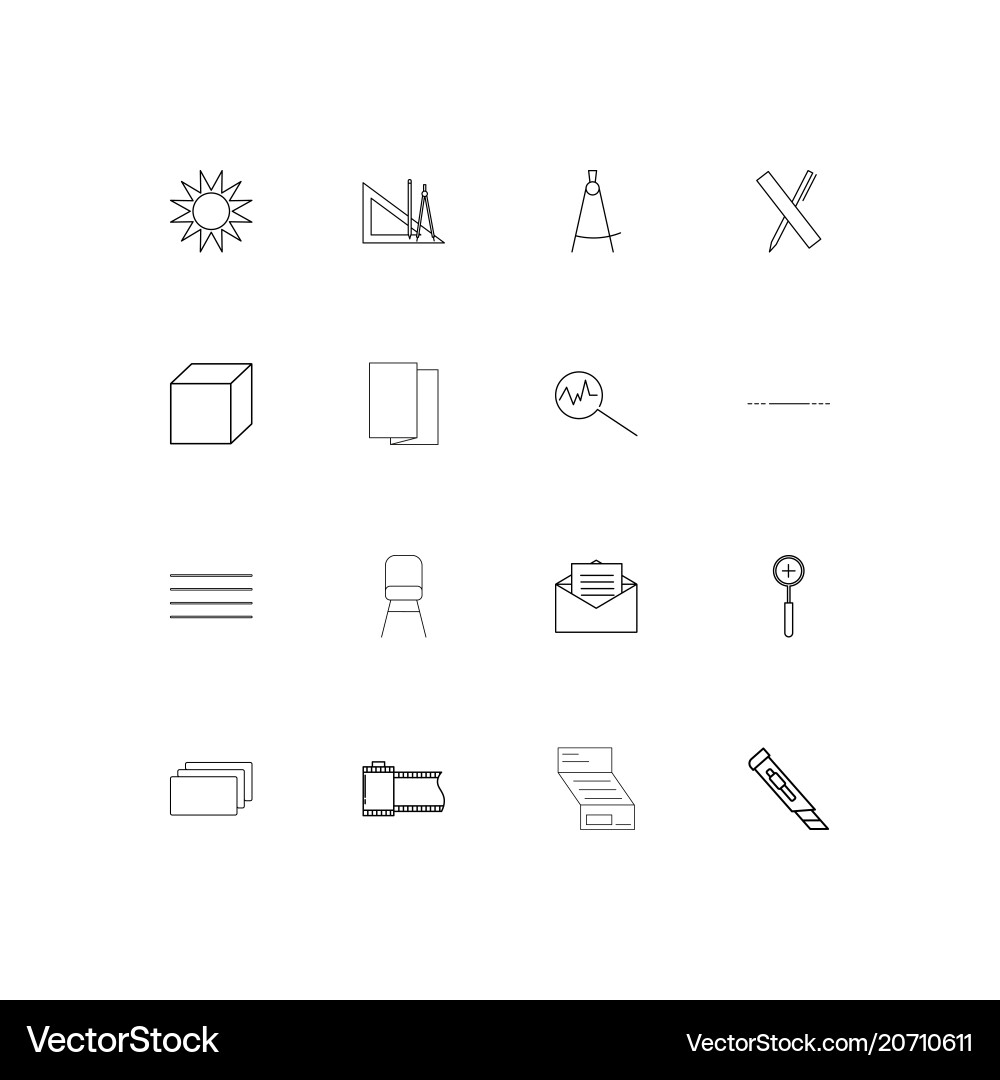 Creative process and design simple linear icons vector image