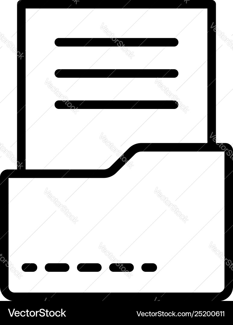 Document in folder icon outline style Royalty Free Vector