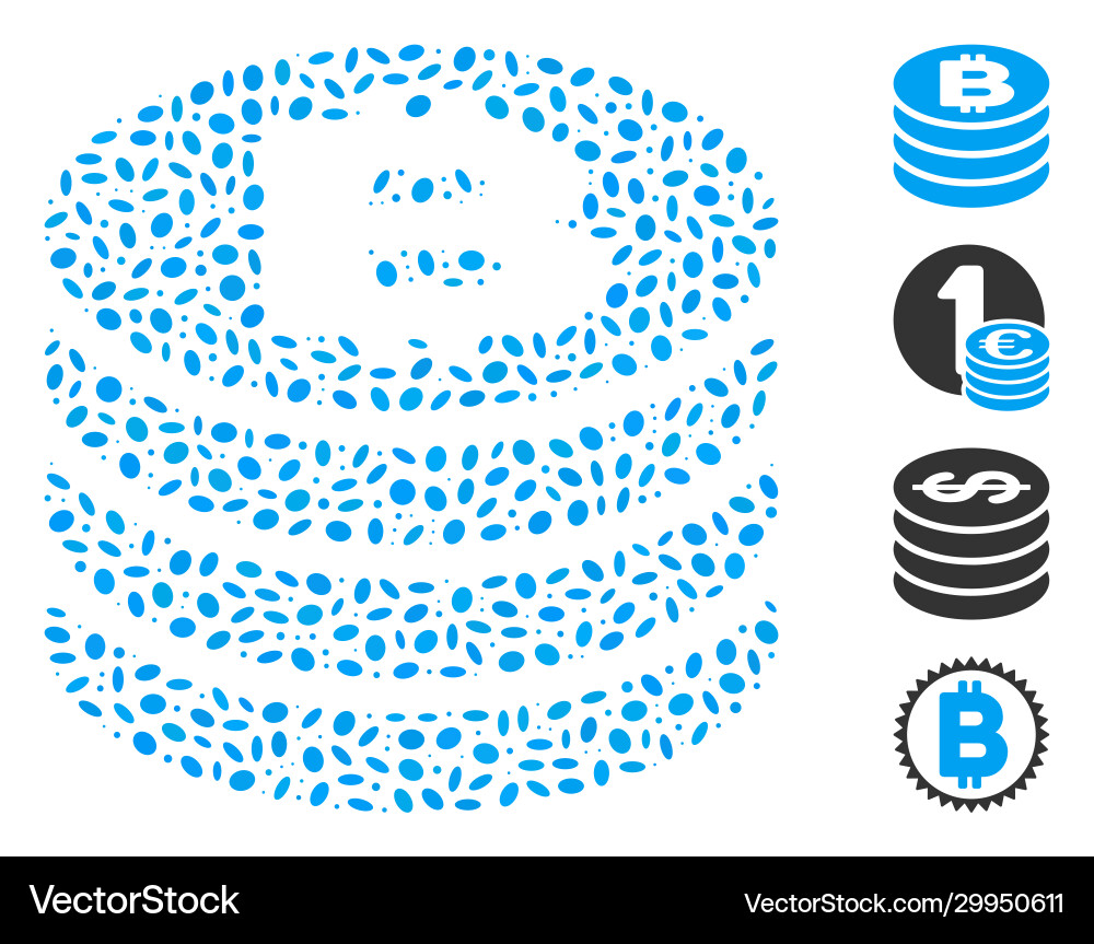 Ellipse mosaic bitcoin coin column Ellipse mosaic bitcoin coin column vector image
