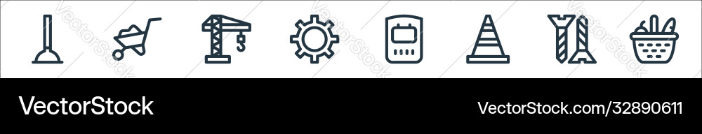 Labour day line icons linear set quality Labour day line icons linear set quality vector image