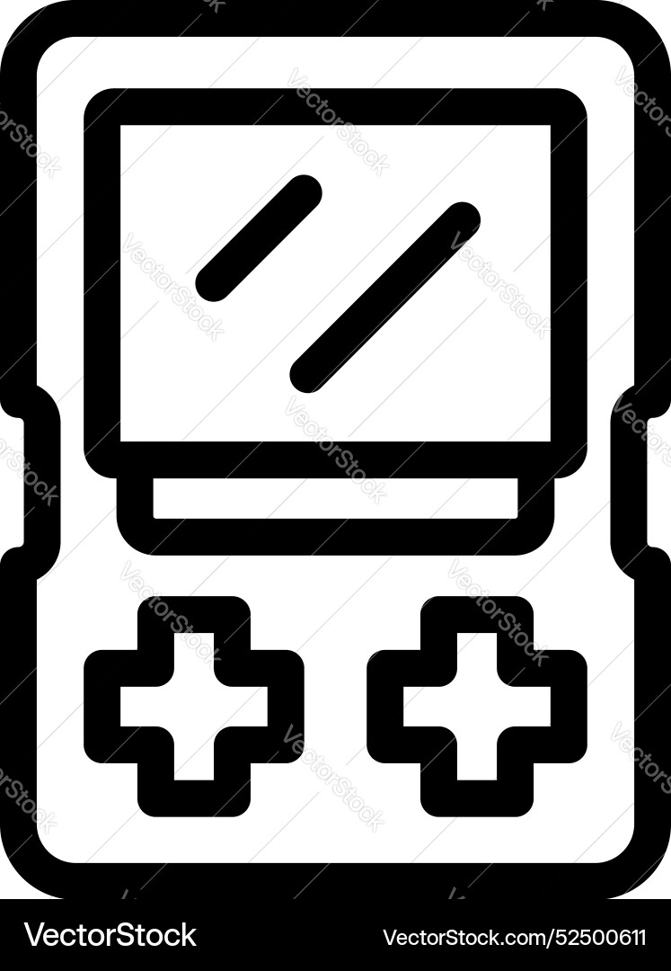 Line drawing of a handheld video game console vector image