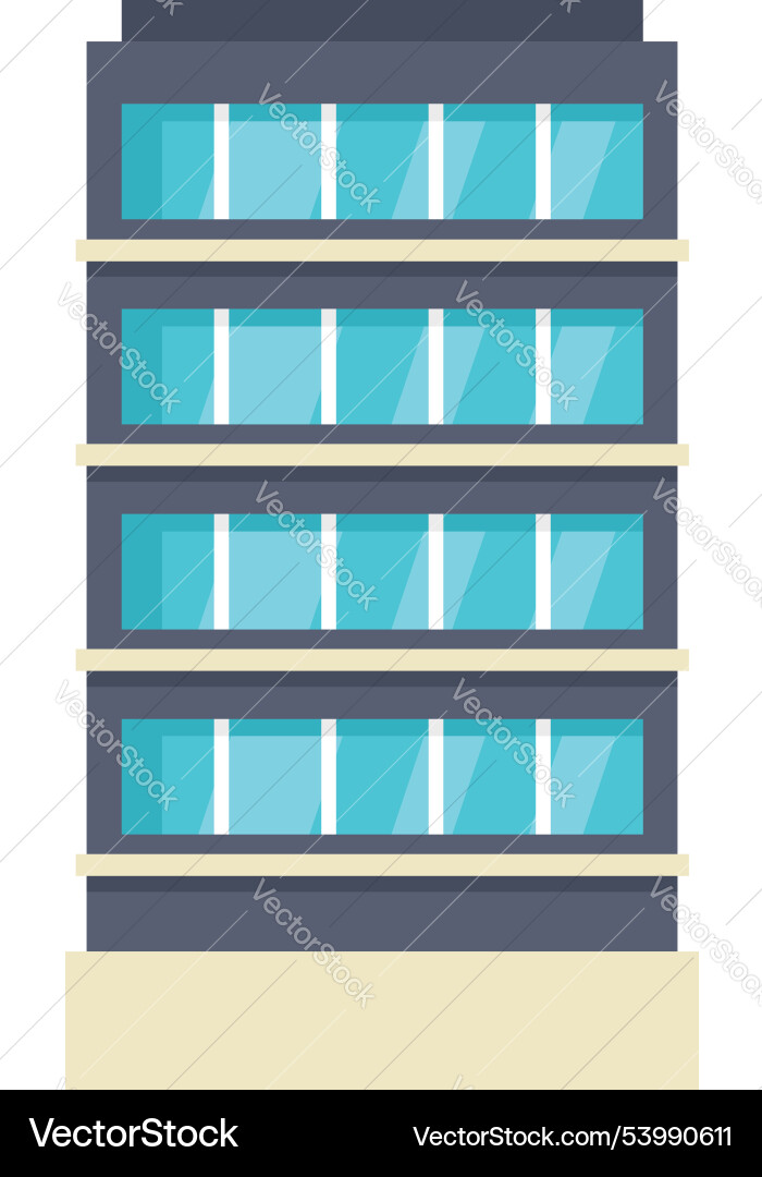Modern office building with large windows showing vector image