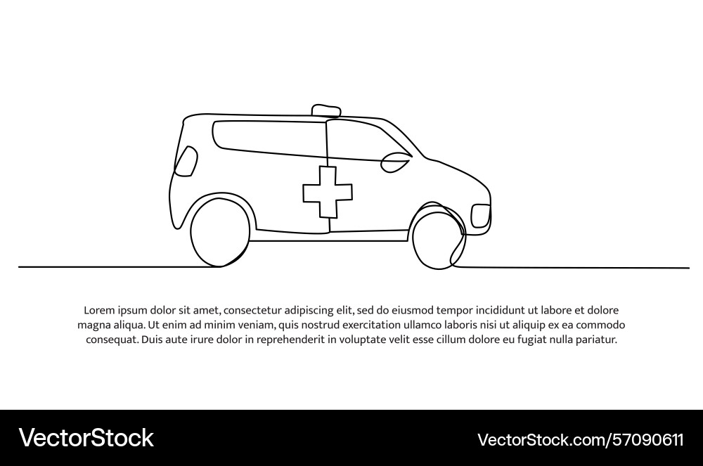 One line ambulance abstract minimal continuous Vector Image