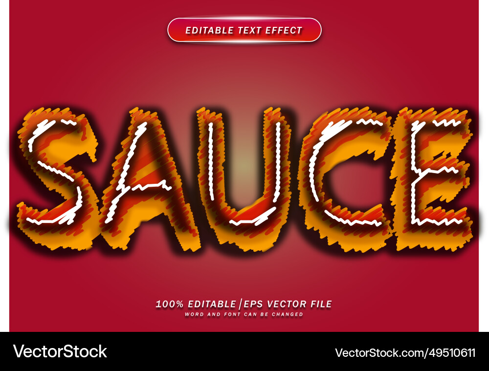 Sauce text style editable effect Sauce text style editable effect vector image