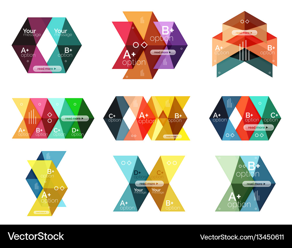 Set of color abstract arrow option infographic Set of color abstract arrow option infographic vector image