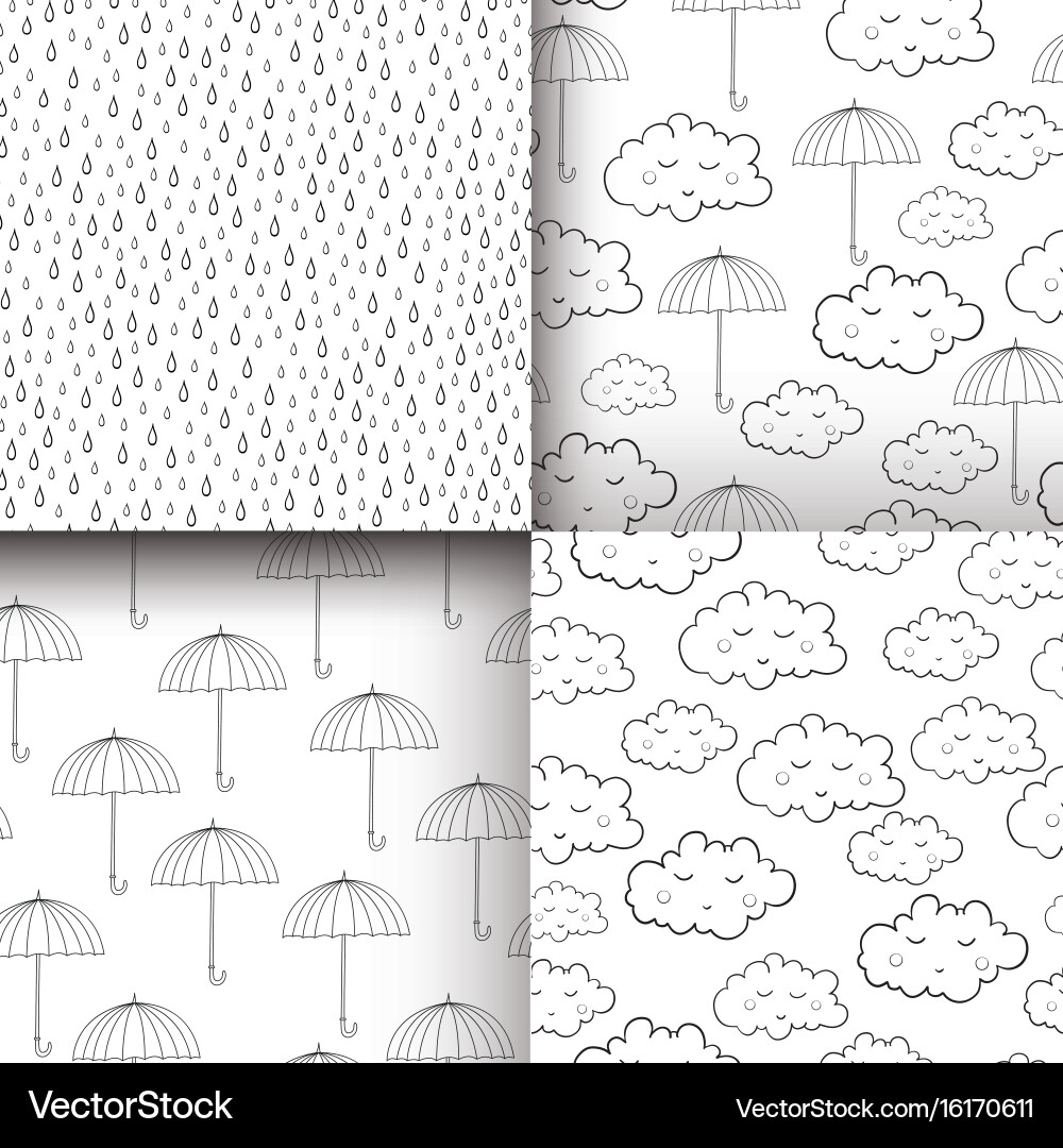 Set of seamless patterns with cute sleeping vector image