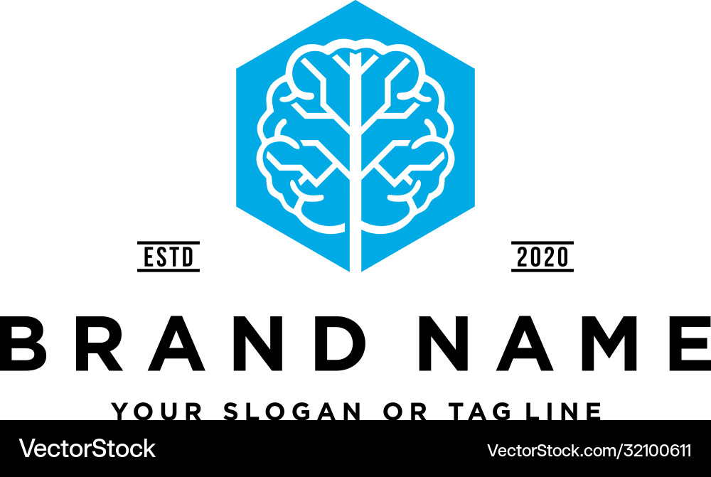 Tree brain tech logo design Tree brain tech logo design vector image