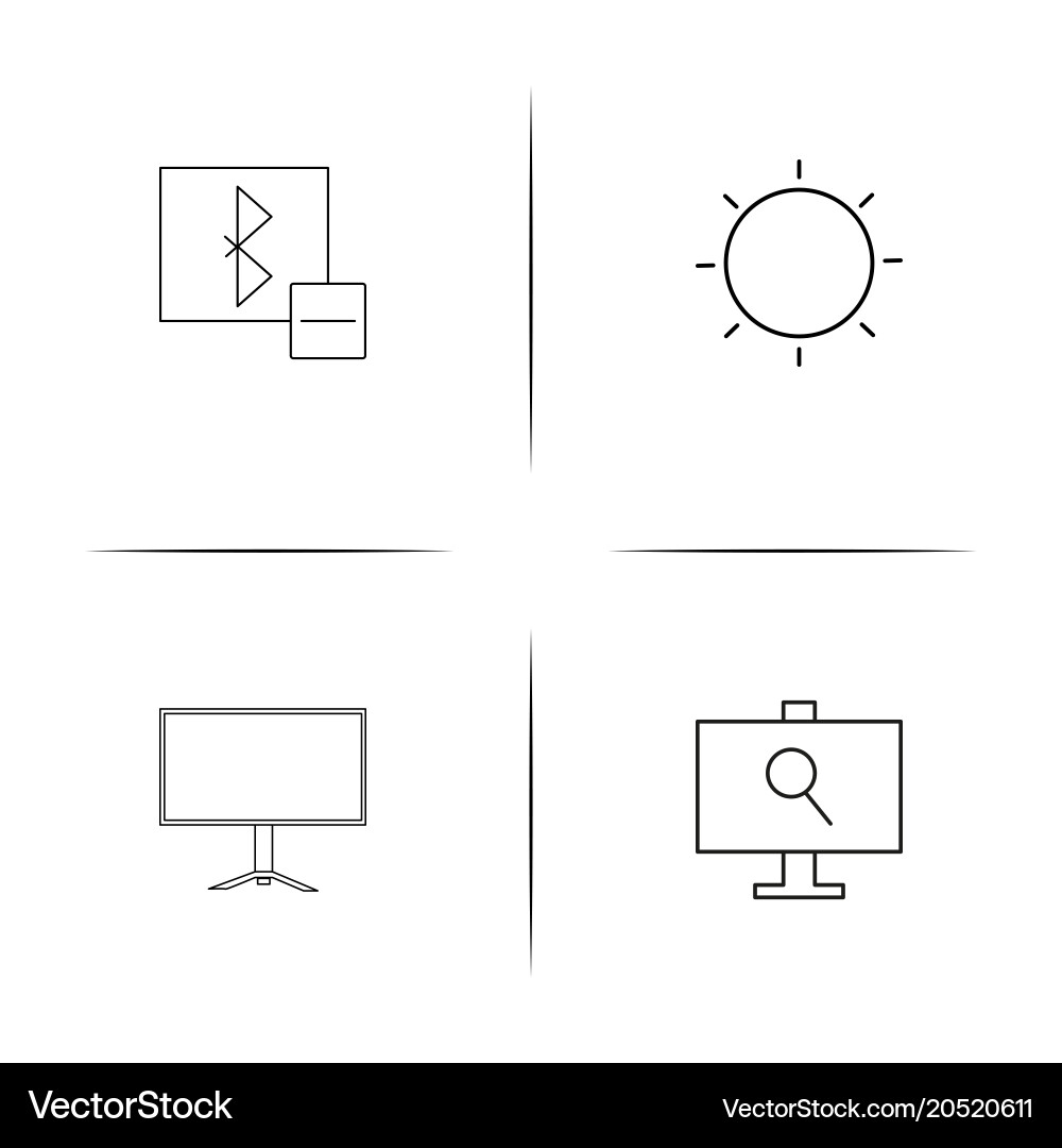 User interface simple linear icons set outlined vector image