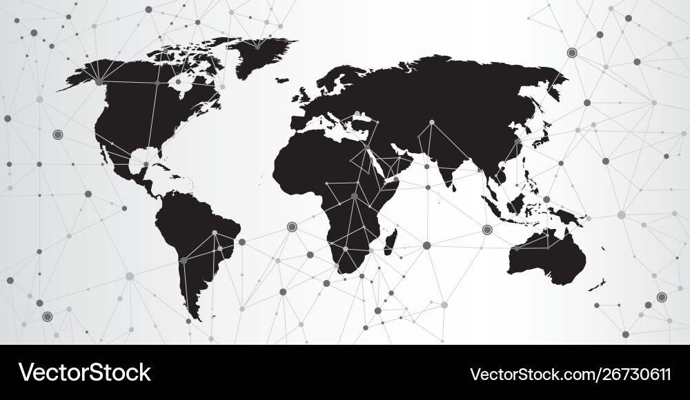 World map triangle geometric connection background World map triangle geometric connection background vector image