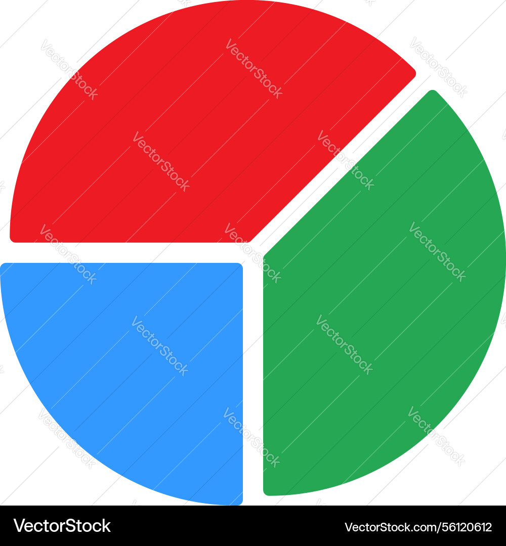 A pie chart with three segments each different A pie chart with three segments each different Vector Image