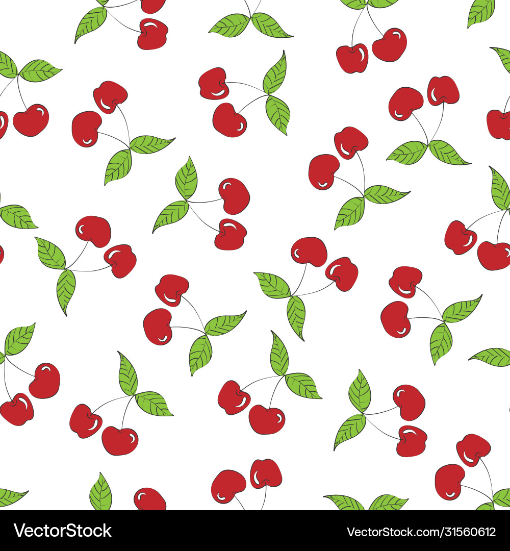 Abstract seamless pattern with cherry vector image