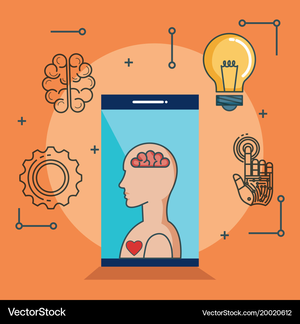 AI Technology Icons Set vector image
