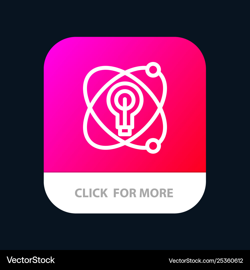 Atom education nuclear bulb mobile app button Atom education nuclear bulb mobile app button Vector Image