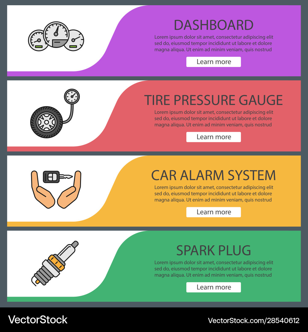 Auto workshop web banner templates set Auto workshop web banner templates set vector image