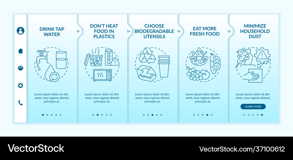 Avoiding microplastics tips onboarding template Vector Image