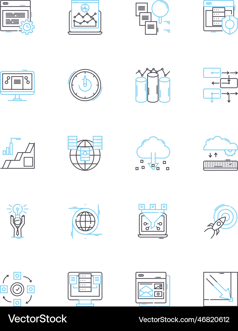 Data visualization linear icons set graphs Vector Image