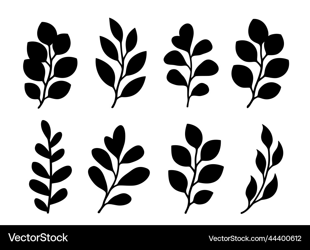 Decorative art branches with leaves silhouettes Decorative art branches with leaves silhouettes vector image