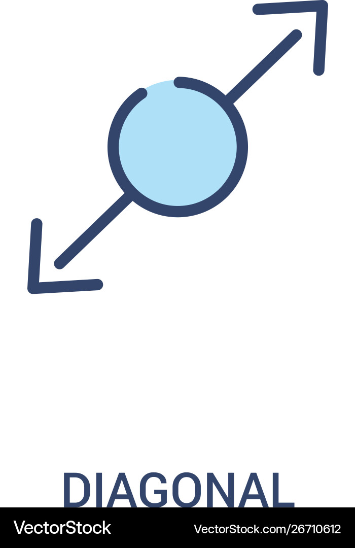 Diagonal concept 2 colored icon simple line Diagonal concept 2 colored icon simple line vector image