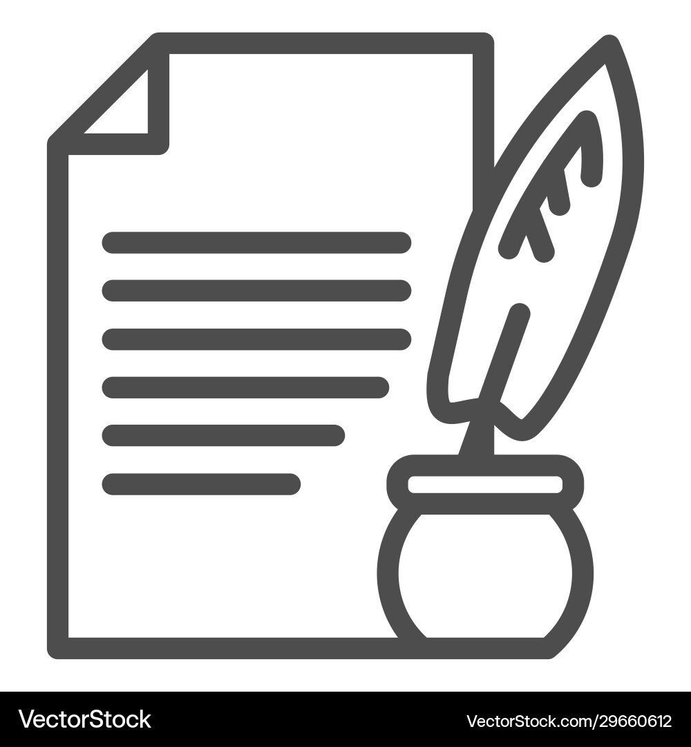 Document and ink pen line icon paper scroll Vector Image